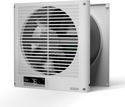 AC Infinity Room to Room Fan 8”, Two-Way Reversible Airflow Through-the-Wall Fan with Temperature Controller, Quiet Precise 10-Level Speeds for In-Wall Kitchen, Laundry Room, and Workshops