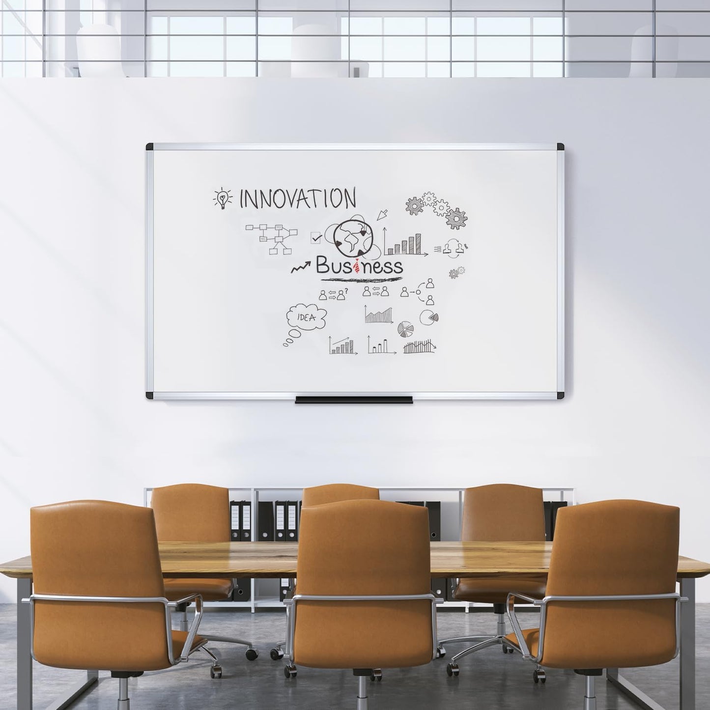 VIZ-PRO Dry Erase Board/Magnetic Whiteboard, 72 x 48 Inches, Large Wall Mounted Board for School Office and Home 6' x 4'