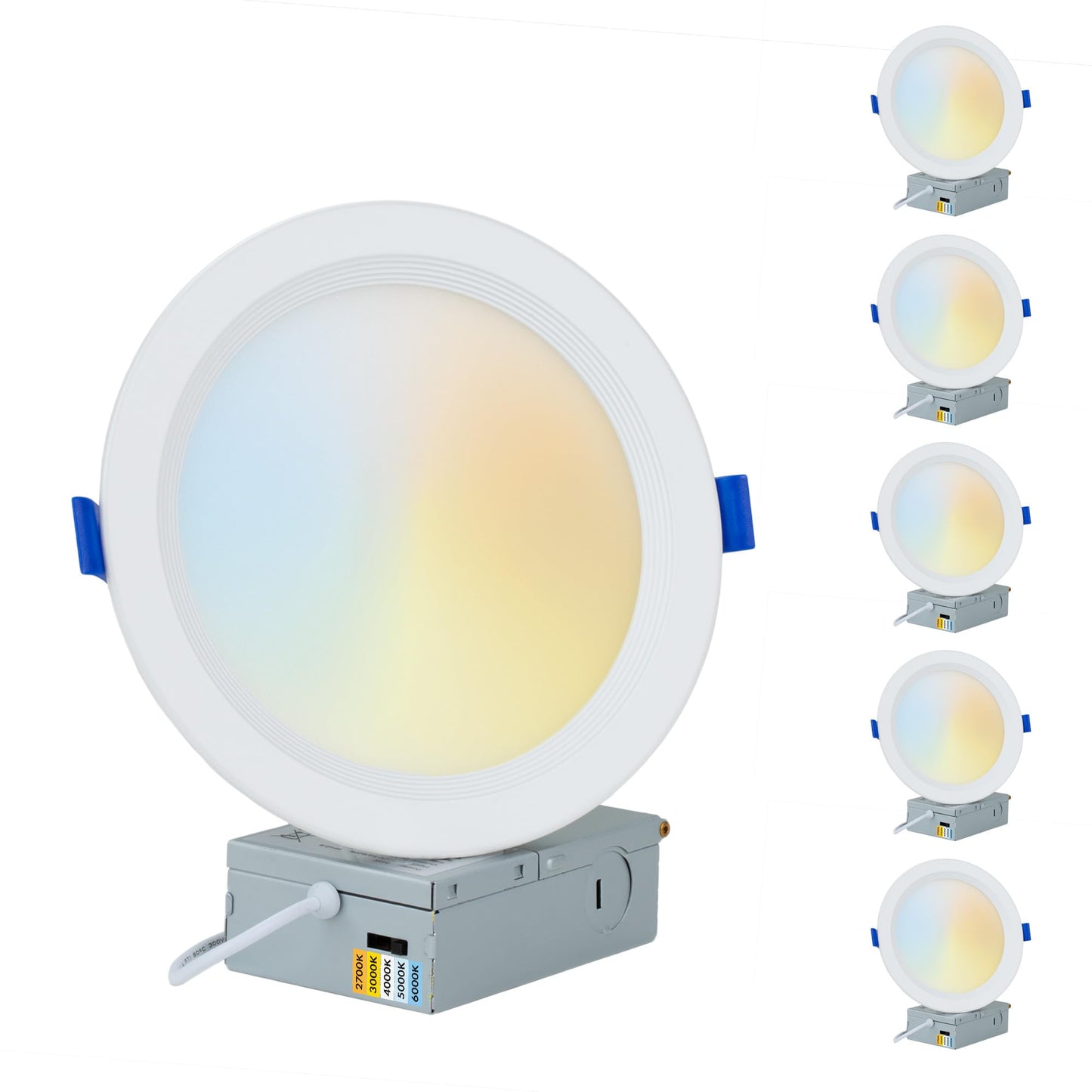 PROCURU Professional 24-Pack 6-Inch 2700K-6000K 5CCT 12W LED, Baffle Style, Heavy Duty Ultra-Thin Recessed Ceiling Slim Downlight, Dimmable, White Trim (VSB65W-24P)