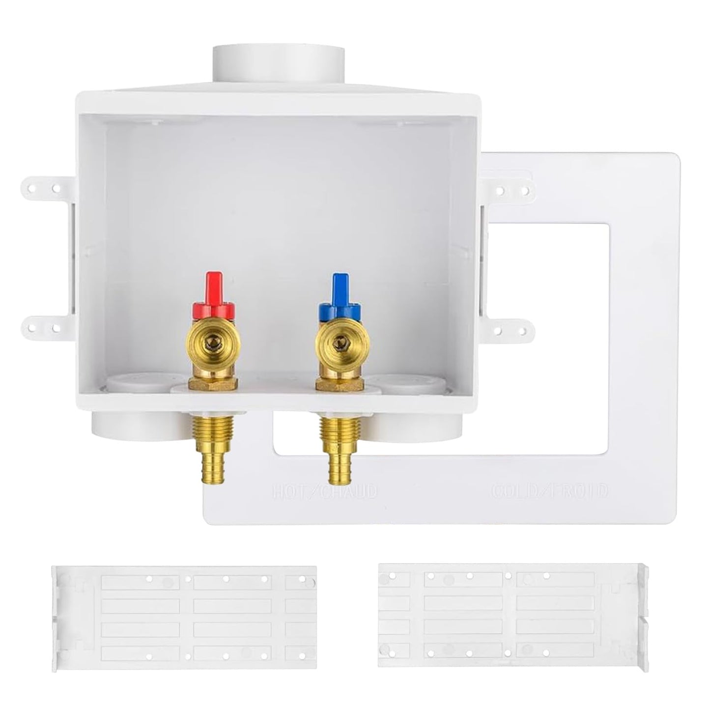 Washing Machine Outlet Box, Niikappu 1/2 Inch Pex Crimp Inlet x 3/4 Inch MHT Outlet Connection, Washer Box with Double Drains, with Stainless Steel Water Hammer Arrestor