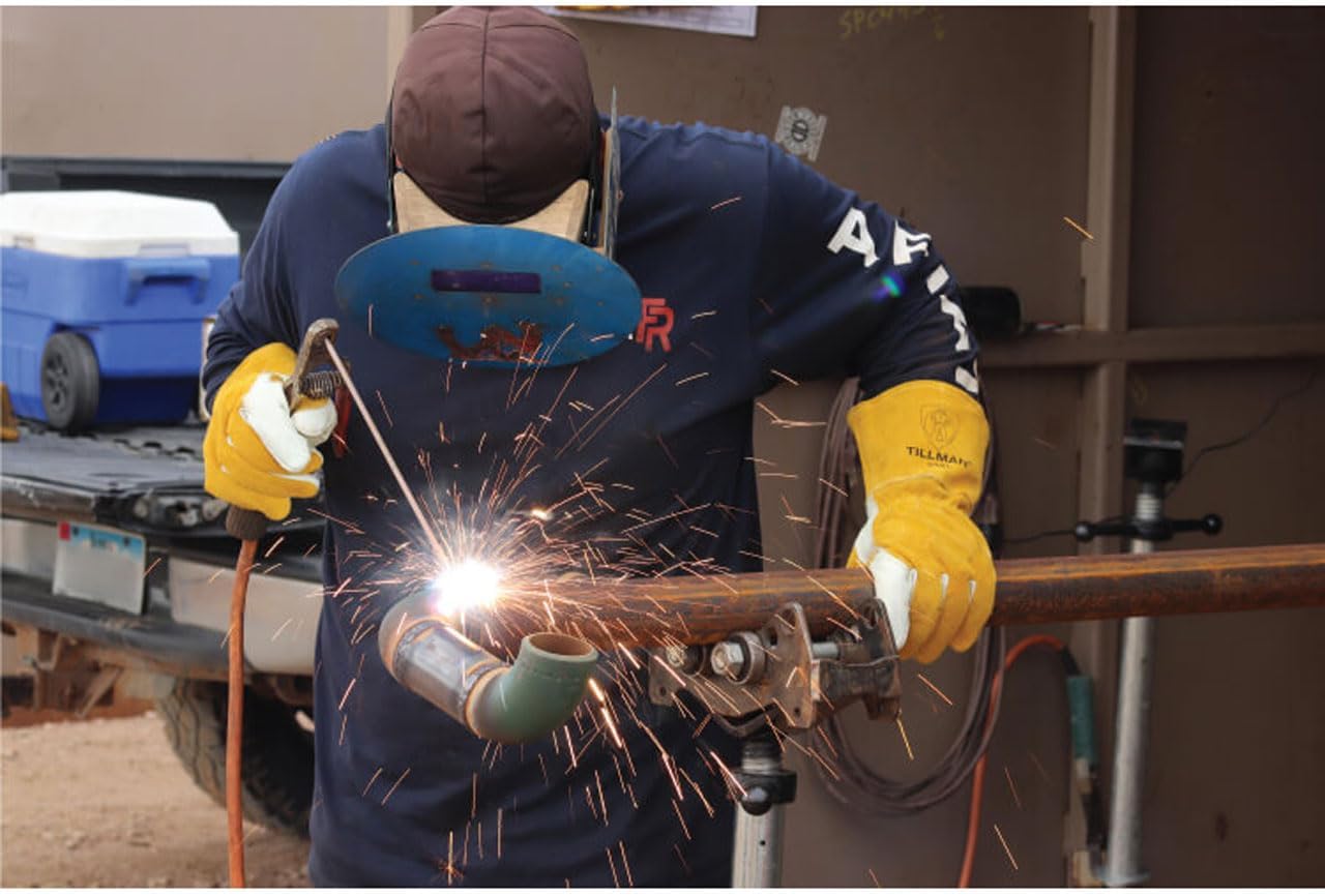 John Tillman and Co 50XL Top Grain Leather MIG Gloves with Split Leather Palm Reinforcements, Split Leather Back, Fleece Lining, Seamless Forefinger and Elastic Back (Carded), X-Large (TIL50XL)