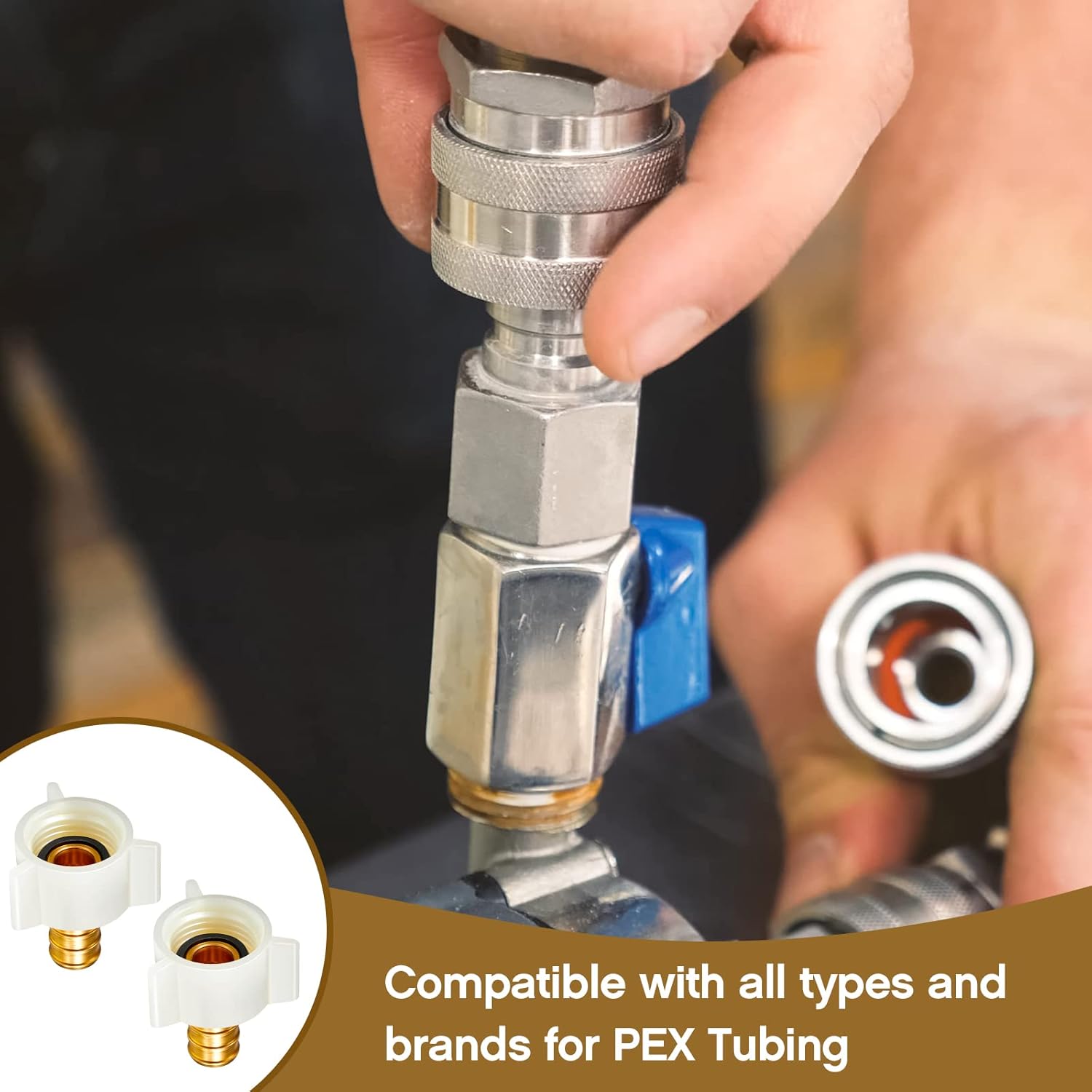 Fabbay 4 Pack Pex Fittings 1/2 Inch Female Threaded Adapter 1/2 Npt Female Threaded Swivel Elbow Brass Crimp Fittings Pex Sink Faucet Connector for Rv plumbing Water Line Tubes (1/2" Swivel Adapter)