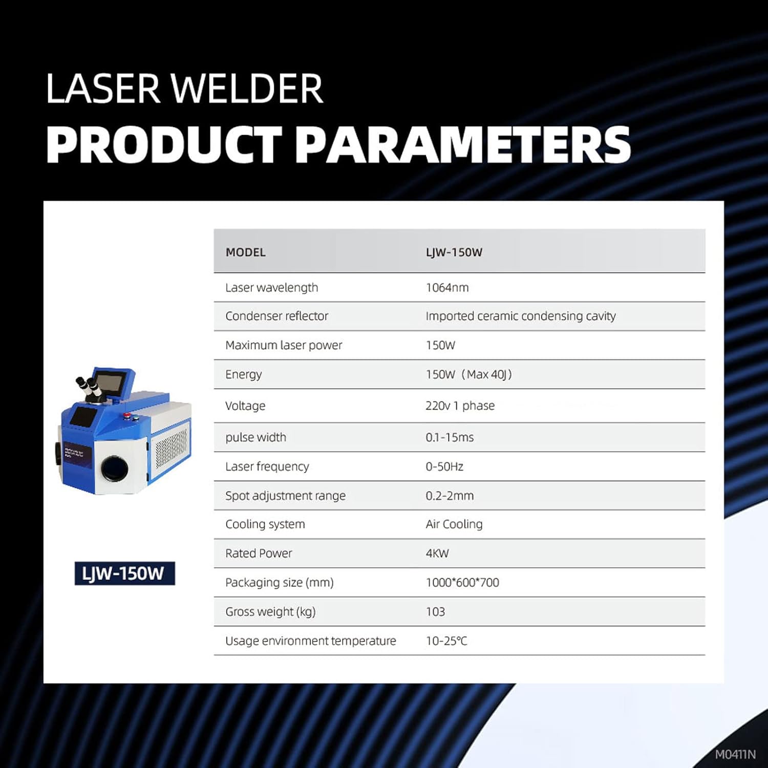 ZAC 150W Jewelry Spot Welder Class 1 0.39mW Laser Jewelry Welder 40 Joules LJW-150 Countertop Gold Silver Laser Welding Machine 220V 1 Phase Desktop Jewelry Repair Tool for Platinum 24K Gold