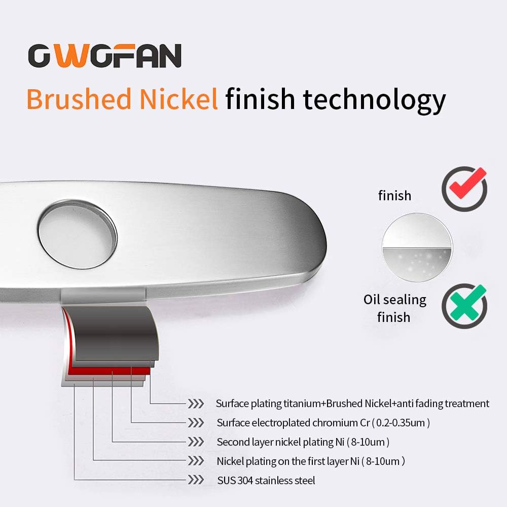 OWOFAN Hole Cover Deck Plate Escutcheon for Bathroom or Kitchen Sink Faucet Single Hole Mixer Tap 10 Inch Stainless Steel Brushed Nickel WF-4102SN