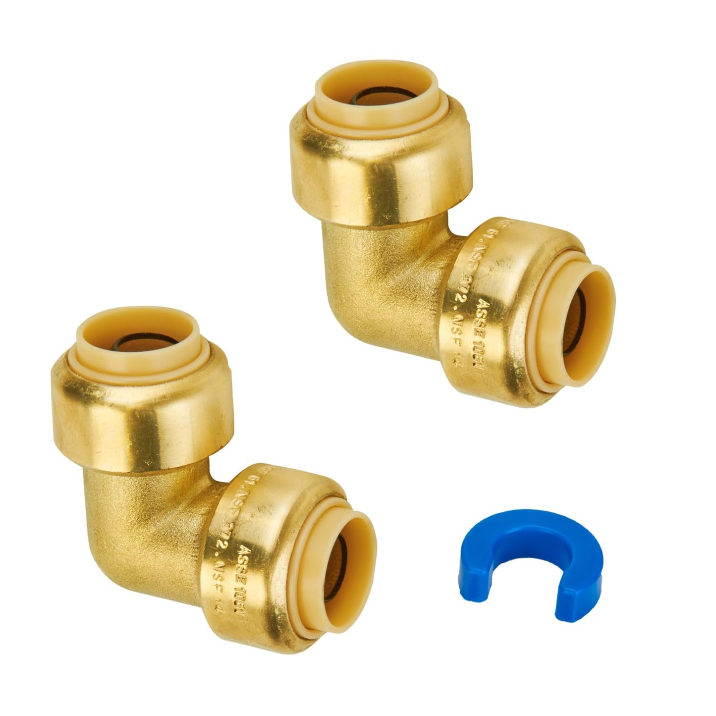 SUNGATOR 1/2 Inch 90 Degree Elbow, Push Pex Elbow 1/2 Inch, No Lead Brass Push-to-Connect Plumbing Fittings for PEX Pipe, Copper, CPVC, with 1 Disconnect Clip, Pack of 12