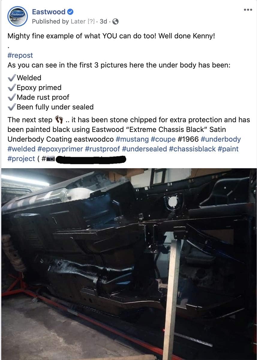 Eastwood Extreme Chassis Black Satin Aerosol 14 OZ Improves Corrosion Resistant