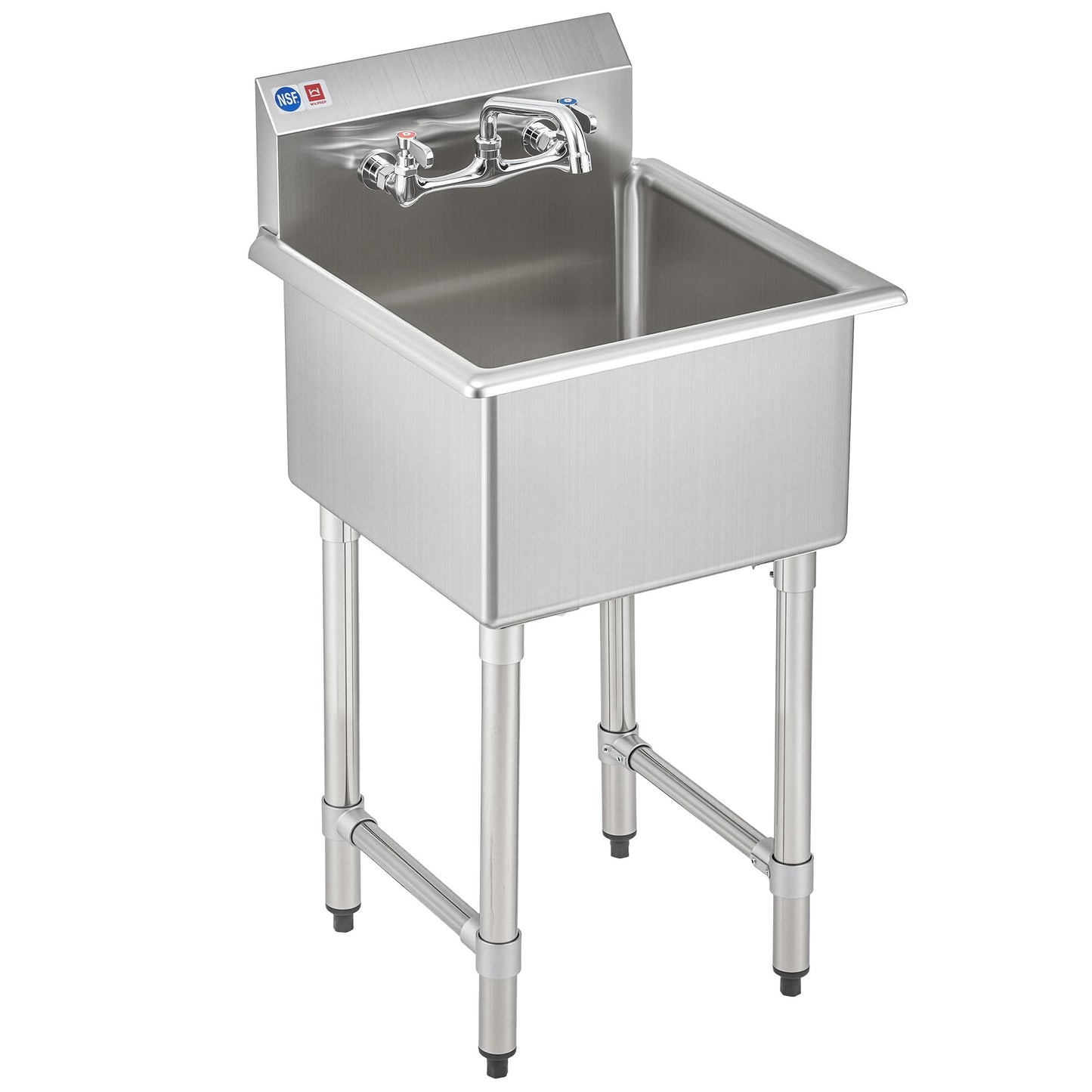 WILPREP Stainless Steel 3 Compartment Commercial Sink with s, Kitche Station with 11x10 Inch Basins, Utility Sink for Restaurant Bar Home Laundry Room Garage