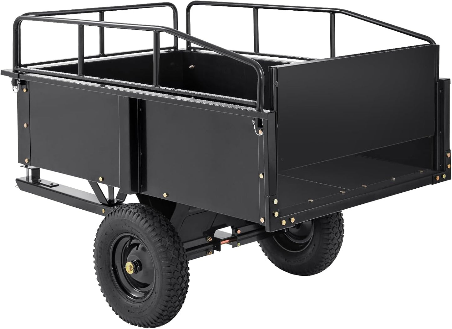 VEVOR Heavy Duty ATV Dump Cart - Steel Tow Behind trailer, 750 lbs, 15 Cubic Feet Garden Utility with Removable Sides