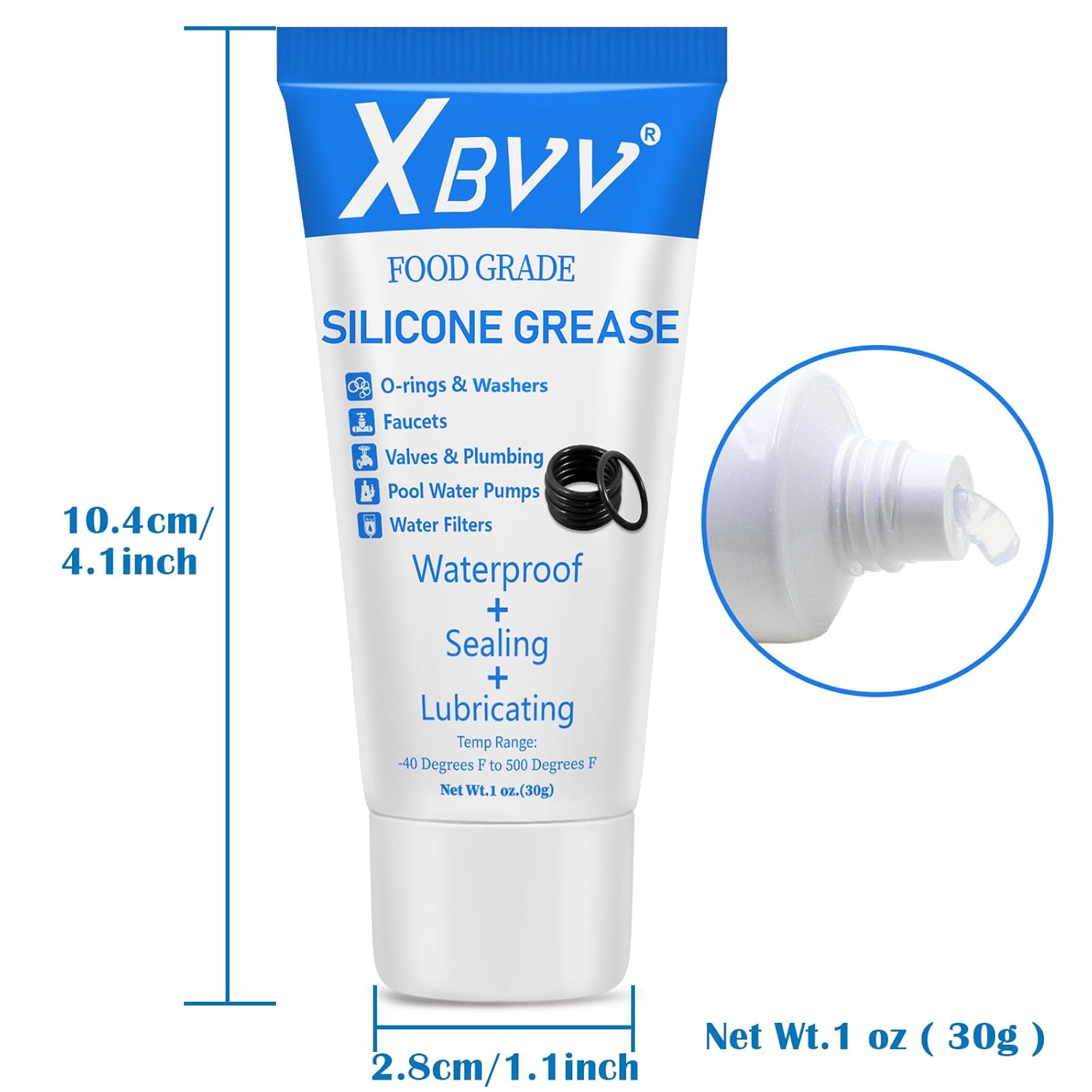 Silicone Lubricating Grease for Plumber Faucet Rubber Washers Valve O Ring 2-Pack 1 oz Tube with Brush