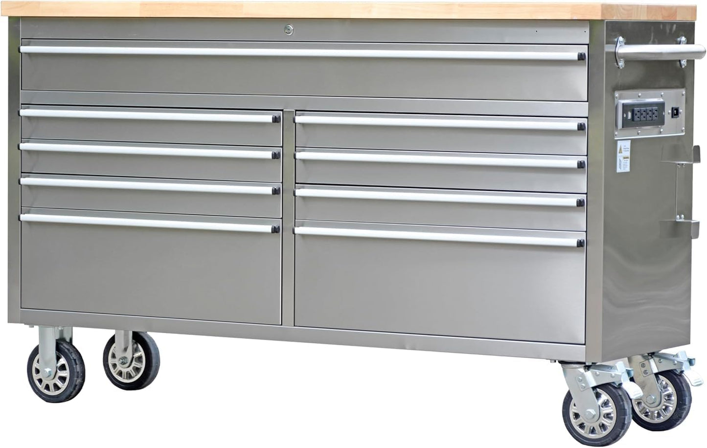 61 in Tool Chest, Tool Box Mobile 9 Drawers Storage Rolling Cabinet with Wheels Lock Key Locking System Drawer Liners for Garage Warehouse Repair Shop