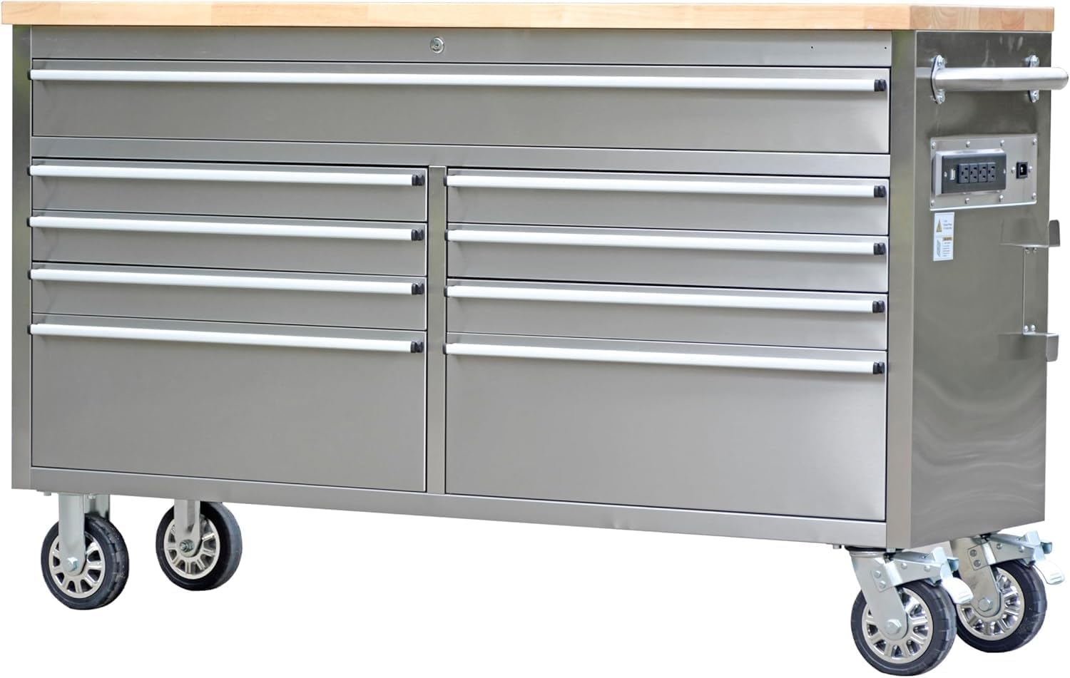 61 in Tool Chest, Tool Box Mobile 9 Drawers Storage Rolling Cabinet with Wheels Lock Key Locking System Drawer Liners for Garage Warehouse Repair Shop