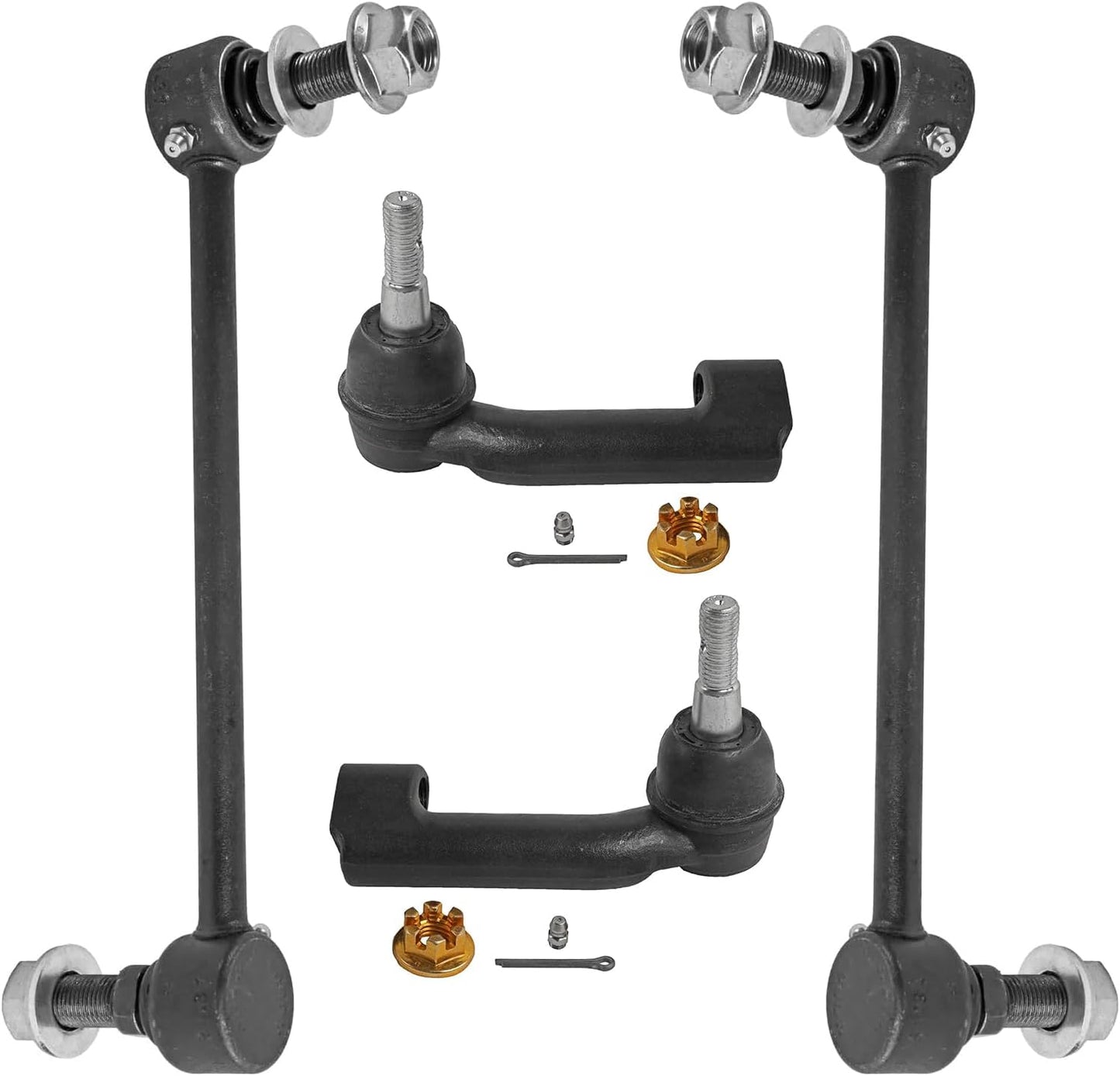 Detroit Axle - 4pc Front Sway Bars Tie Rods for 2021 2022 2023 2024 Ford F-150, 2 Stabilizer Sway Bar End Links 2 Outer Tie Rod Ends Replacement