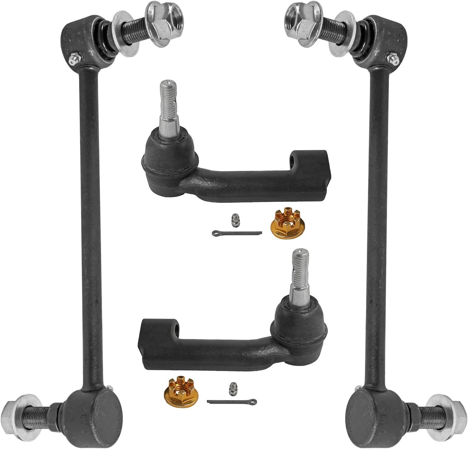 Detroit Axle - 4pc Front Sway Bars Tie Rods for 2021 2022 2023 2024 Ford F-150, 2 Stabilizer Sway Bar End Links 2 Outer Tie Rod Ends Replacement