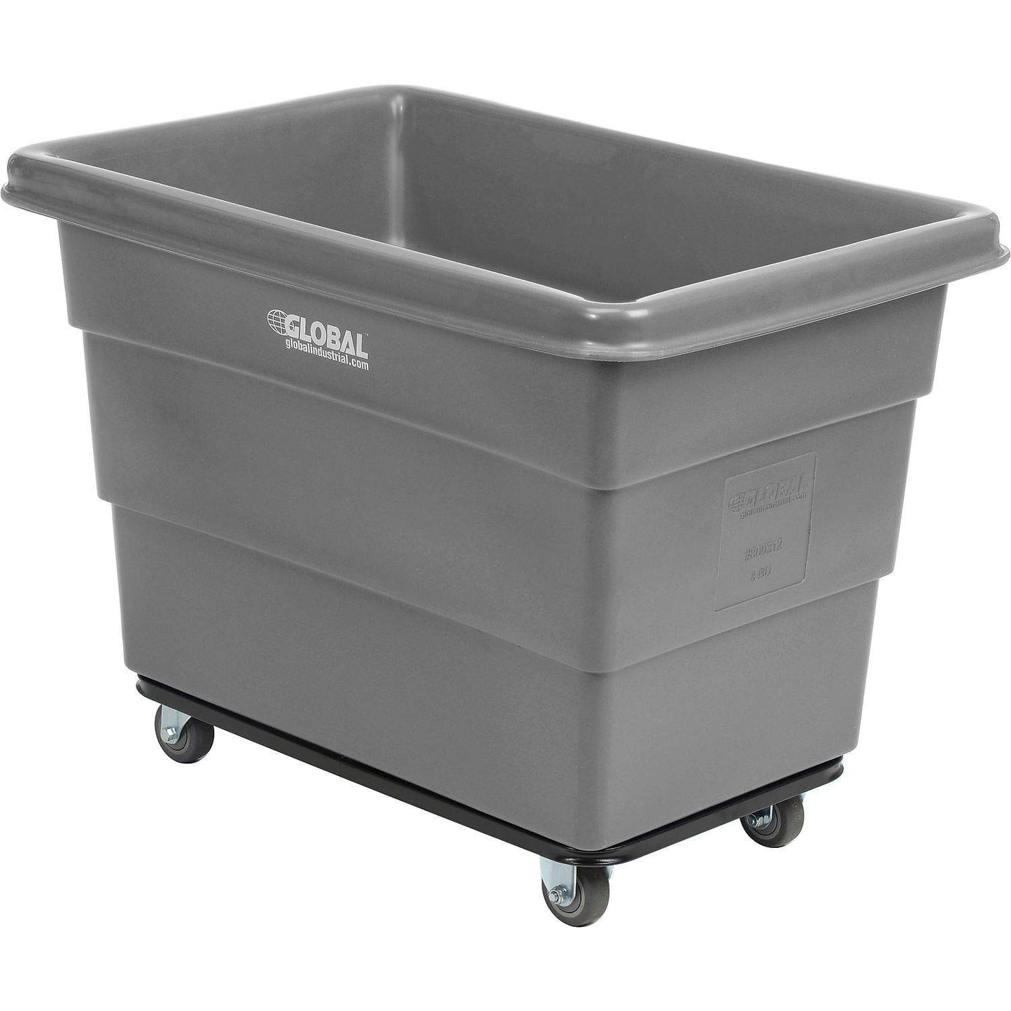 Global Industrial 8 Bushel Plastic Bulk Box Truck, Steel Chassis Base, 800 lbs. Capacity, 3" Non-Maring Rubber Casters, Red, 33-3/10"L x 24-3/5"W x 27-2/5"H