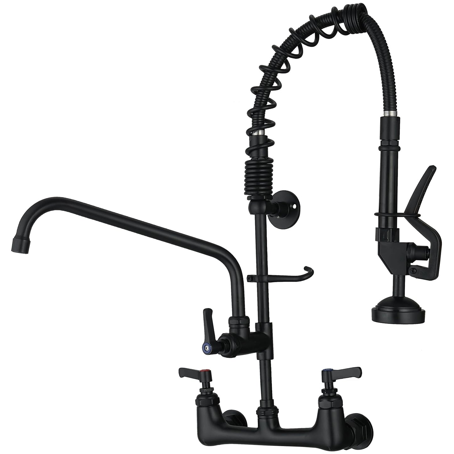 Kitchen Faucet Wall Mount Commercial Sink Faucet Kitchen Utility Laundry 8“ Swivel Spout 2 Dual Handle Restaurant Chrome Mixer Tap