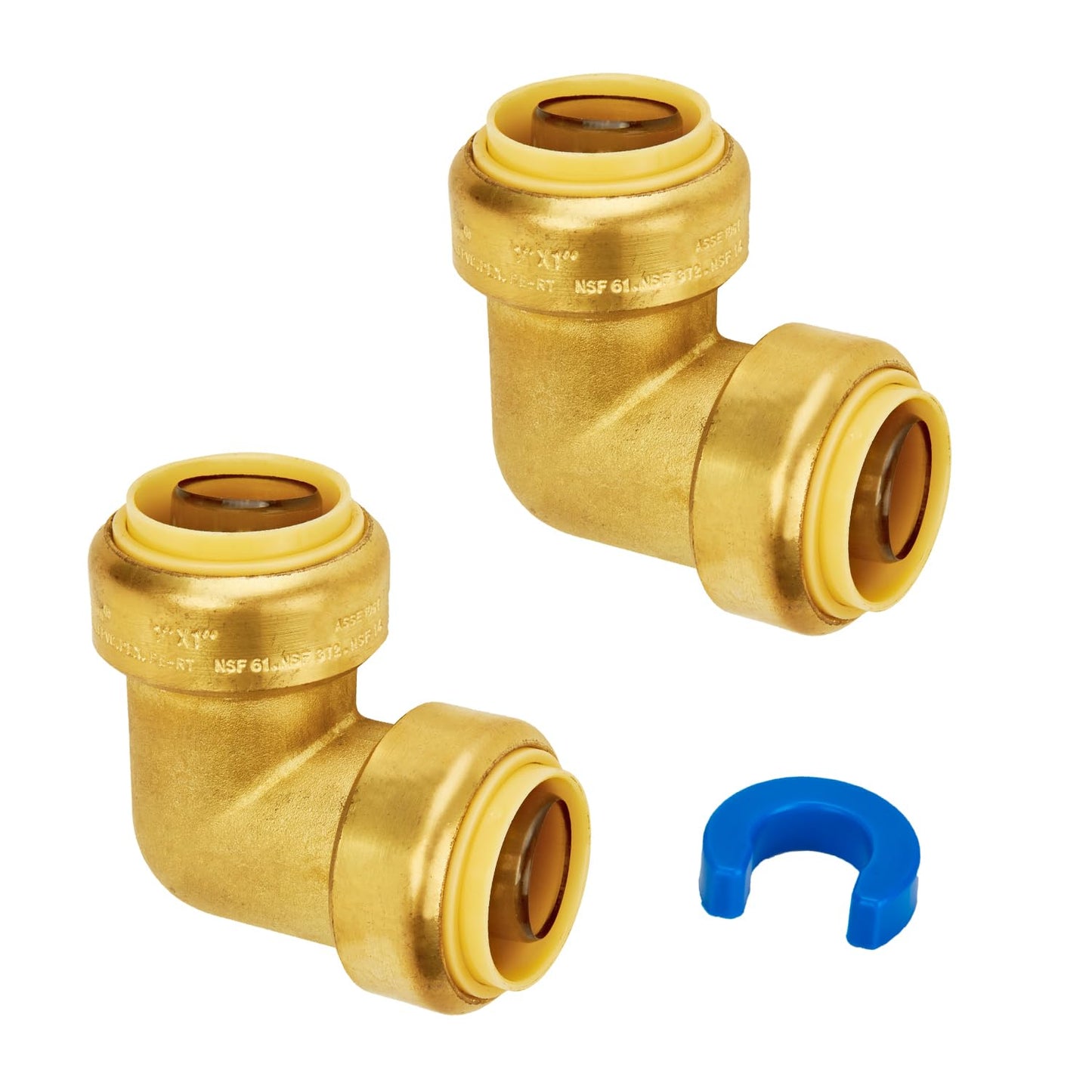 SUNGATOR 1/2 Inch Tee, Push Pex Tee Plumbing Fittings 1/2 Inch, No Lead Brass Push-to-Connect T Plumbing Fittings for PEX Pipe, Copper, CPVC, with 1 Disconnect Clip, Pack of 12