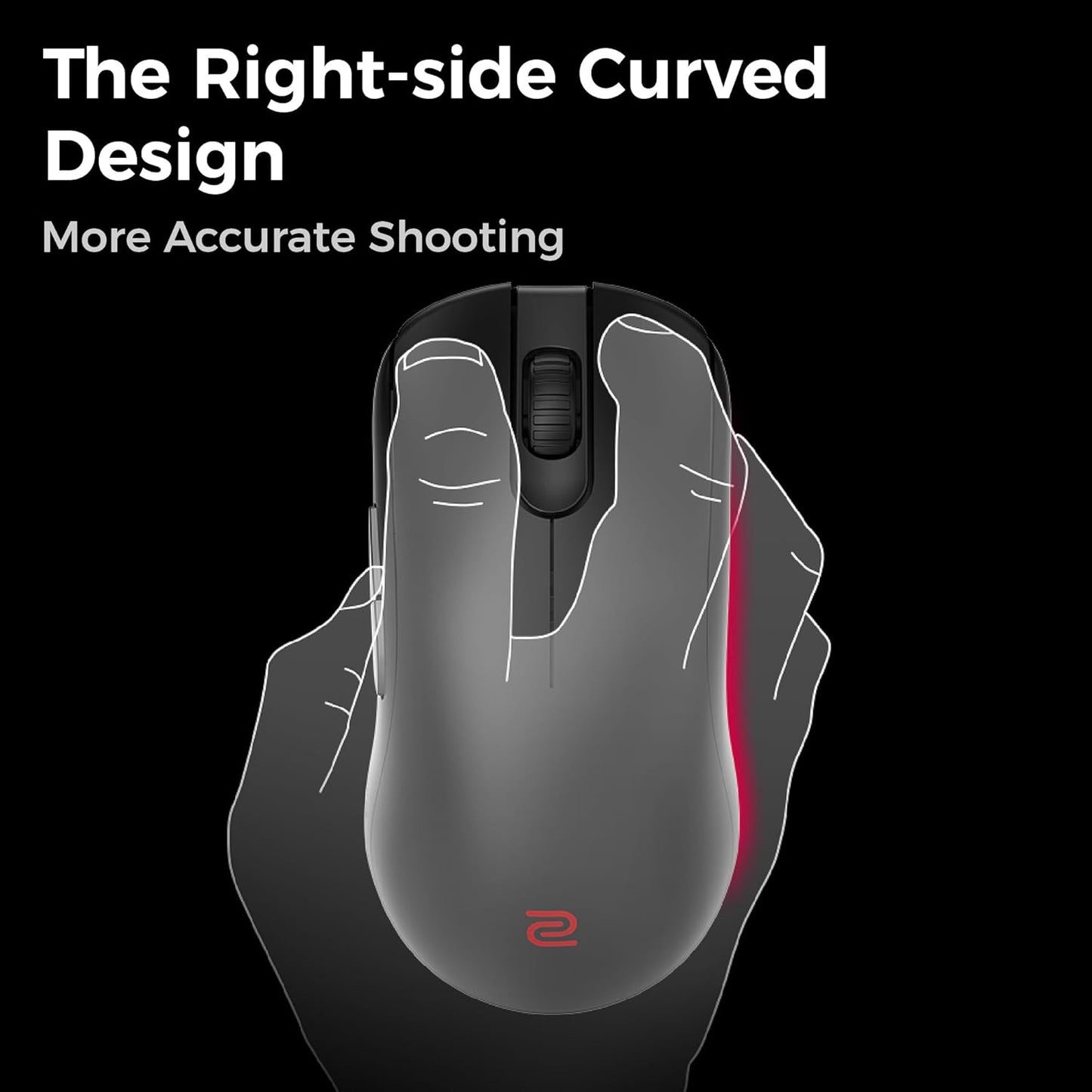 BenQ Zowie FK2-DW 4K Wireless Mouse for Esports, ​Sports Science, 4K Enhanced Receiver, 60g, Symmetrical, Driverless, 3950 Sensor, 4K Polling Rate Wireless Mouse (FK | 3950 Sensor | Symmetrical)