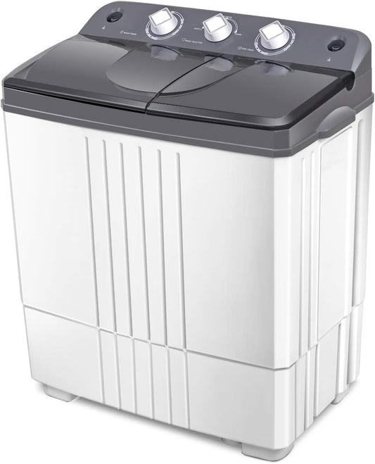 Giantex Portable Washing Machine, 20lbs Capacity, 12lbs Washer and 8lbs Spinner, Compact for Apartment RV, Gray & White, GX20313-PE