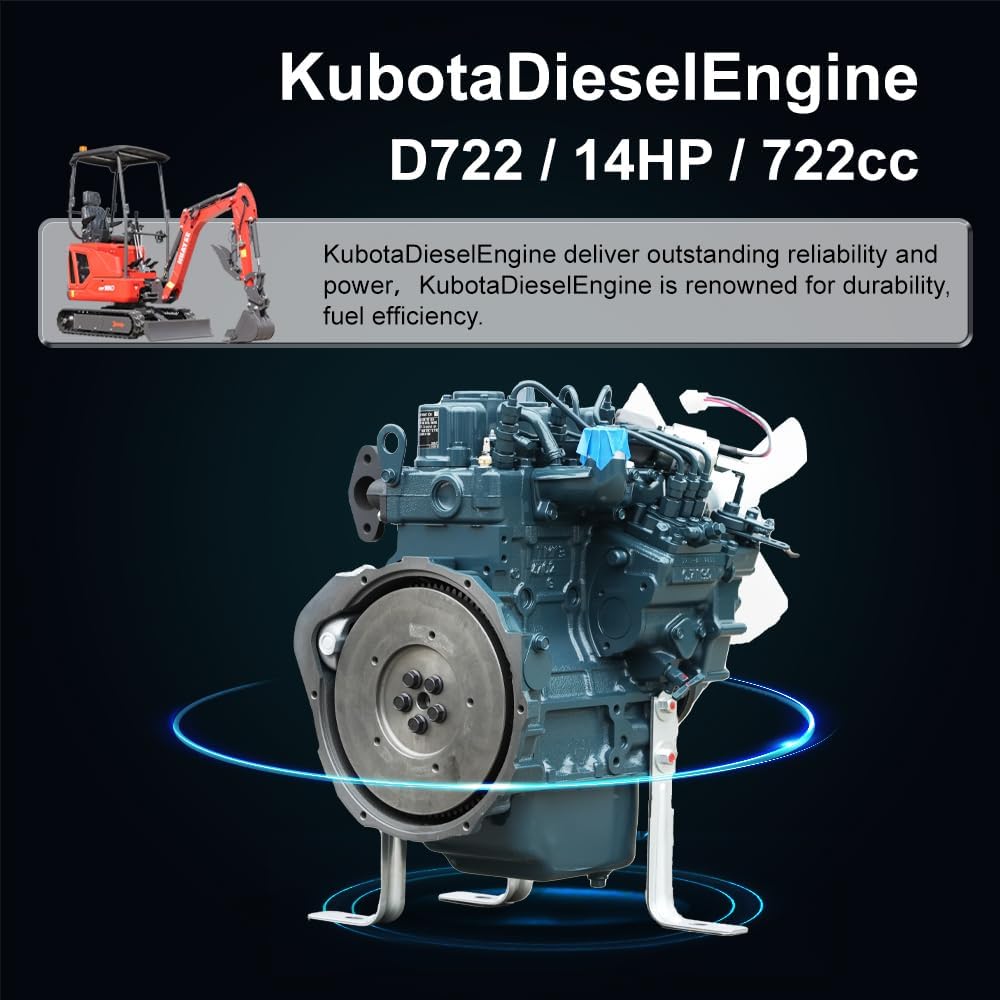 HY18B 2T Mini Excavator, KubotaDiesel 14HP, w/Pilot Controls Side Swing Boom for Construction Landscaping, Includes Hydraulic Thumb & Semi-Auto Quick Coupler, Includes delivery & unloading services