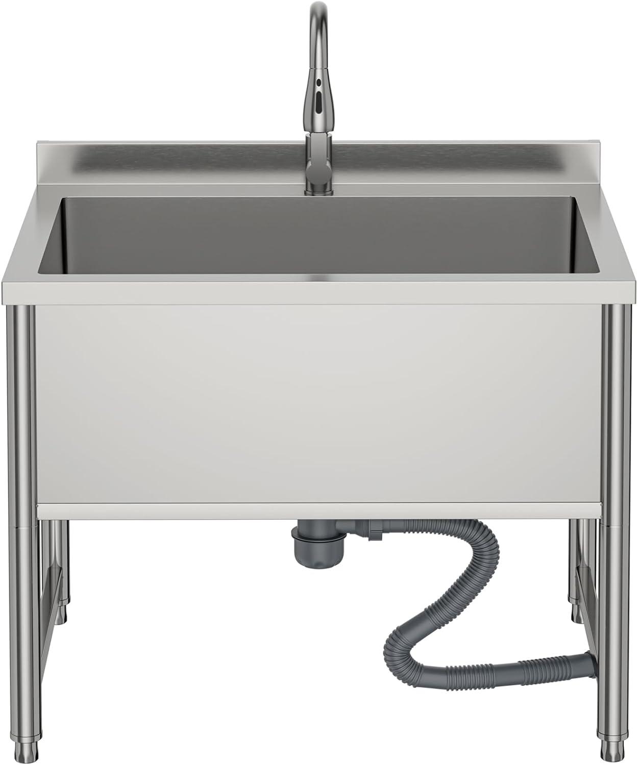 Stainless Steel Commercial Restaurant Sink, Freestanding Large Commercial Sink with Pull-out Faucet for Kitchen Dishwashing, Thawing, Pet Cleaning, Laundry Room, 35 Gallon, 23.6"D x 33.5"W x 36.8"H