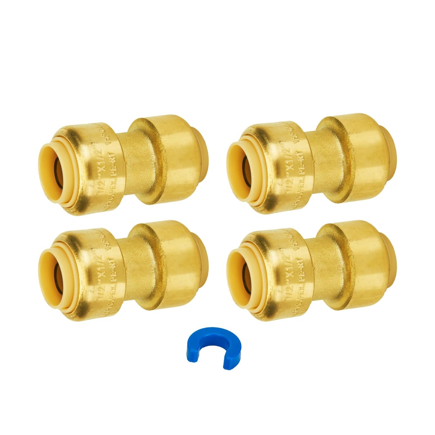 SUNGATOR 1/2 Inch Tee, Push Pex Tee Plumbing Fittings 1/2 Inch, No Lead Brass Push-to-Connect T Plumbing Fittings for PEX Pipe, Copper, CPVC, with 1 Disconnect Clip, Pack of 12