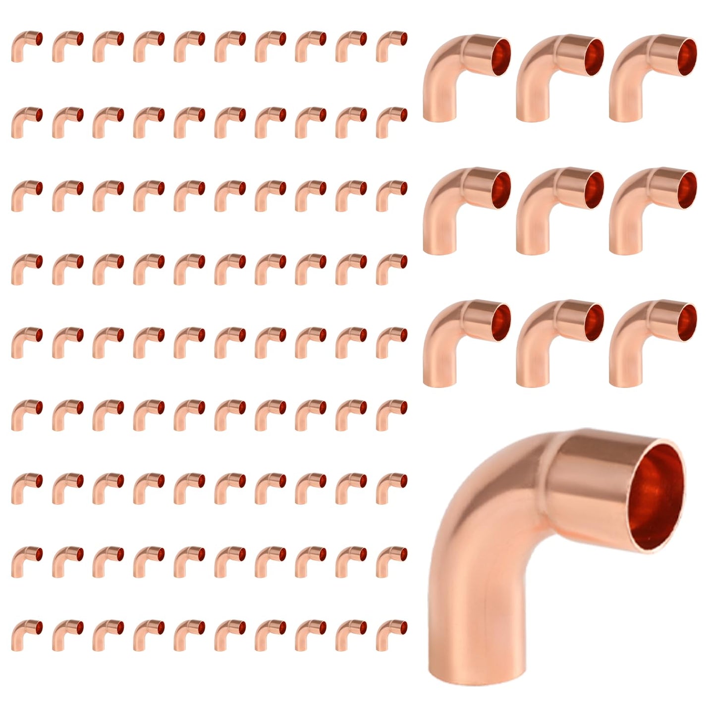 50-Pack EFIELD 1-1/2" FTG x 1-1/2" Copper Long Radius 90° Street Elbow Copper Fitting,(COPPER142-50PCS)