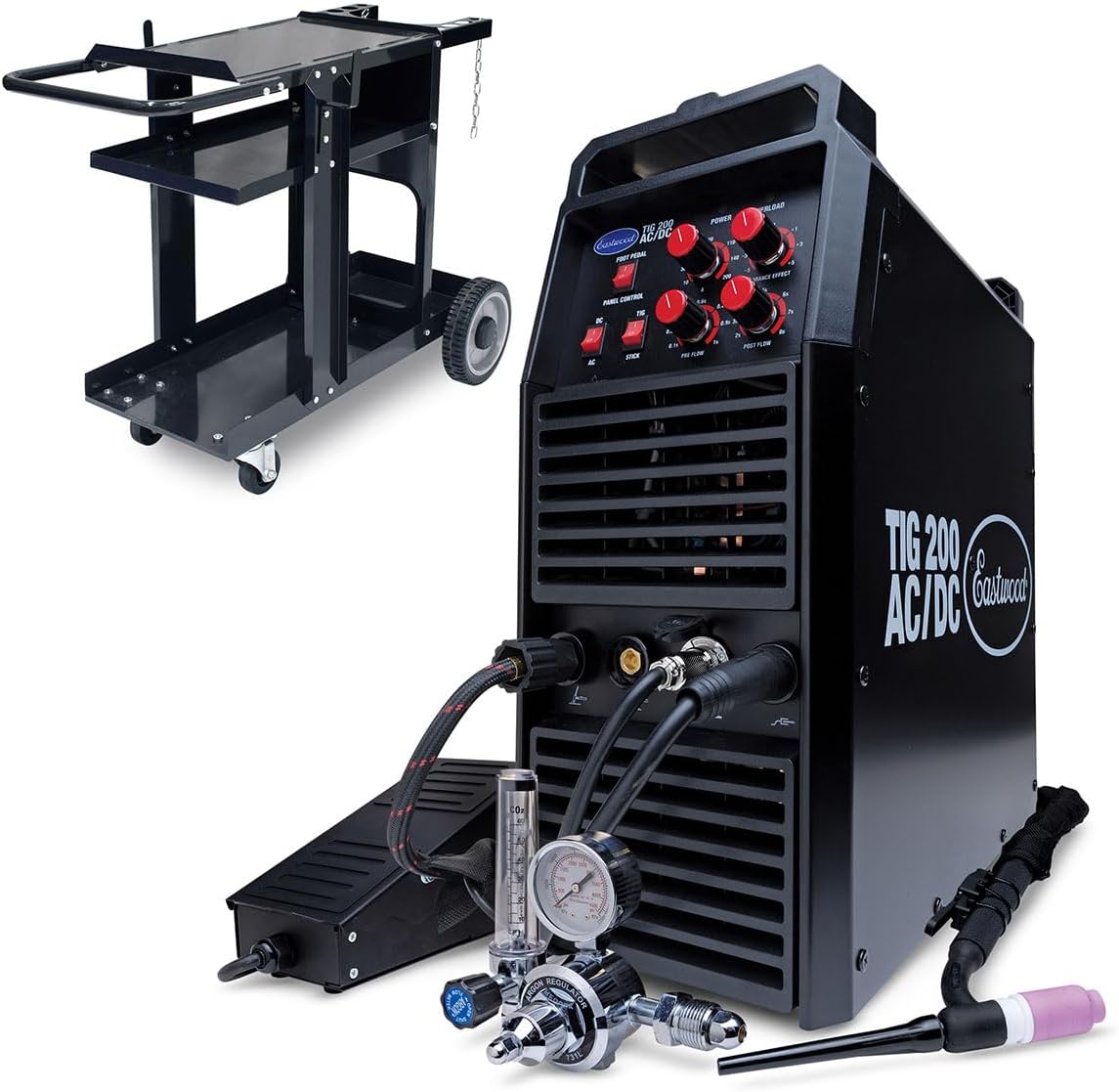 Eastwood 200 Amp AC/DC TIG Welder for Welding Steel Aluminum and Cart
