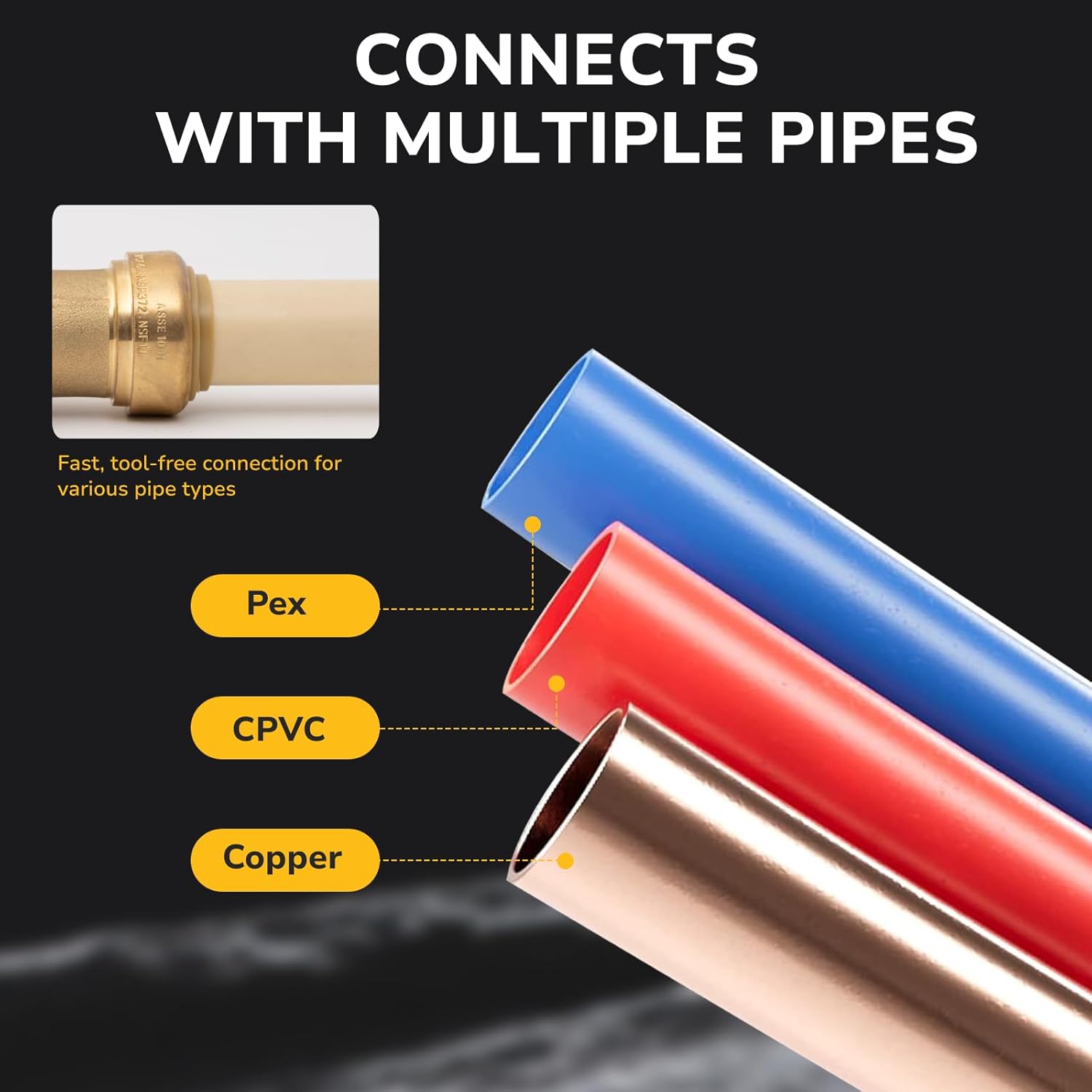 12 Pack 1/2" Pushfit Straing Coupling, Pex Fitting for Copper, CPVC Pipe, Brass Push to Connect Plumbing Fitting with Upgraded Stiffener