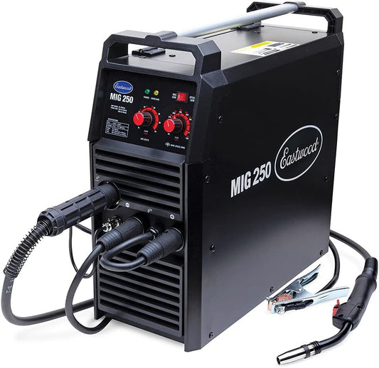 Eastwood 250 Amp MIG Welder Machine for Steel & Aluminum | Heavy Duty Inverter Technology Auto Restoration Welding Machine | Dual Voltage 110V / 220V | Perfect for DIY & Mid-Size Metal Sheet Projects