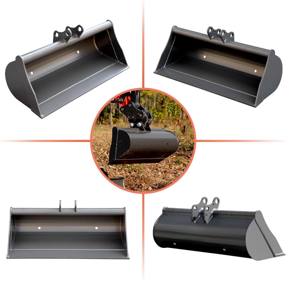 800mm Toothless Bucket with Pins – Heavy-Duty Attachment for 1-1.8 Ton Mini Excavator.in-Stock in The US