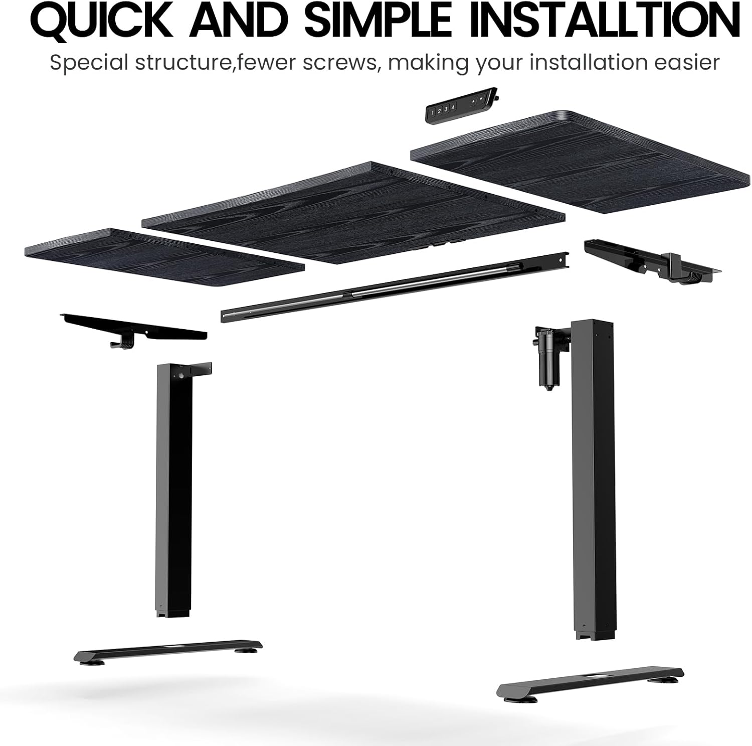 Veken 63 x 28 Inch Electric Standing Desk with Adjustable Height, Sit to Stand Computer Table for Study, Work or Gaming, Home Office Desk Black