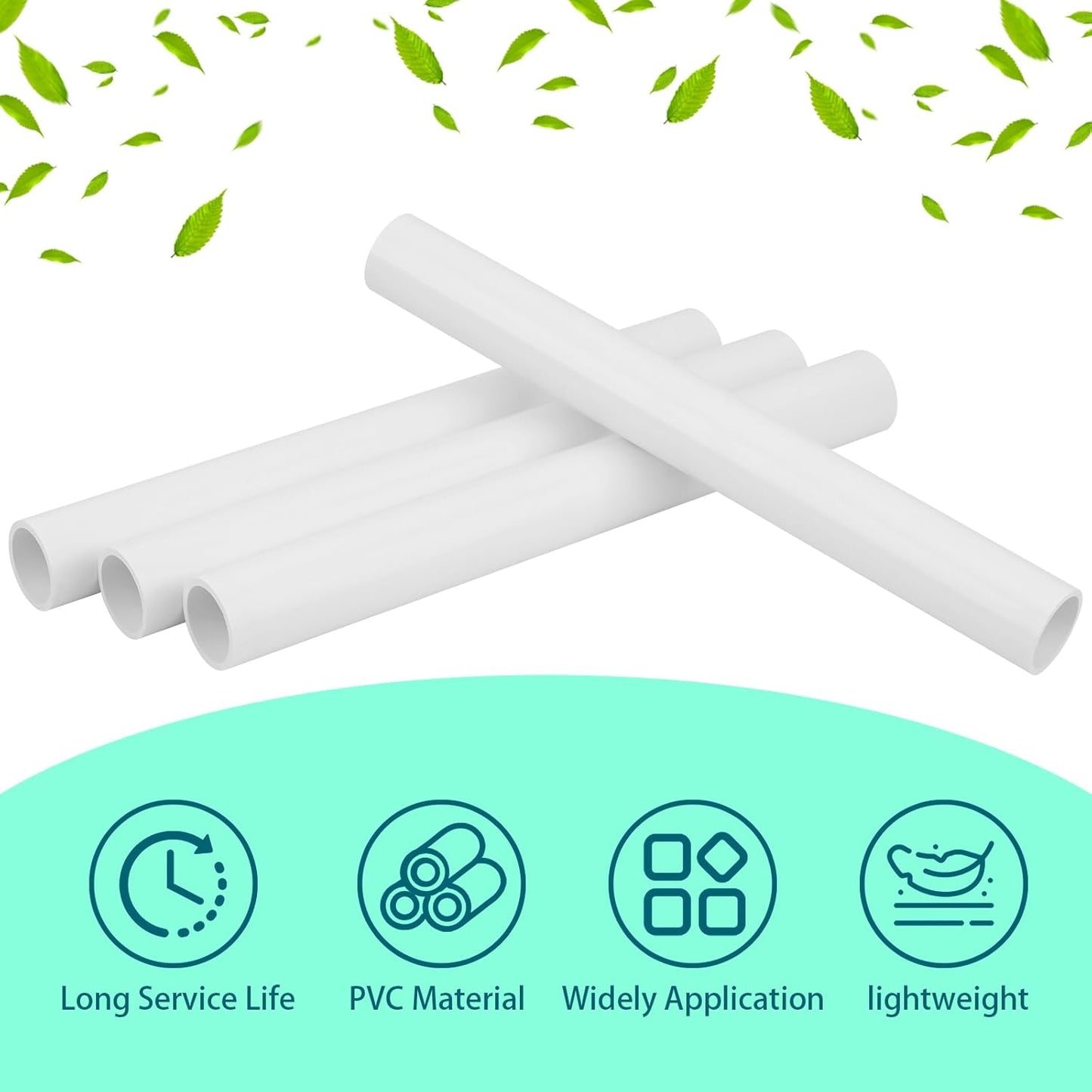 4Pcs 1-1/2 Inch PVC Pipe 17" Long White Sch40 Industrial PVC Pipes for Home DIY, Greenhouse, Garden, Farm, Workshop, Furniture Grade(1.50" x 17"L)