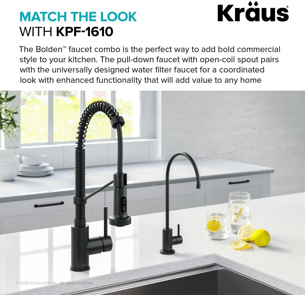 KRAUS Purita 100% Lead-Free Kitchen Water Filter Faucet in Matte Black, FF-100MB
