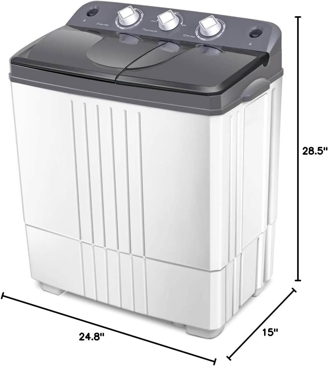 Giantex Portable Washing Machine, 20lbs Capacity, 12lbs Washer and 8lbs Spinner, Compact for Apartment RV, Gray & White, GX20313-PE