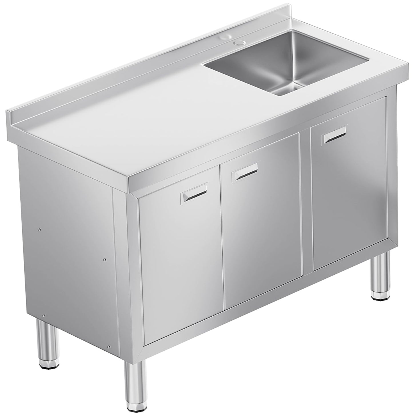 WWK 59" x 21" Stainless Steel Sink with Cabinet, Freestanding Utility Sink Laundry Sink, Heavy Duty Commercial Kitchen Sink for Outdoor, Restaurant, Hotel, Cafe, and Garage, 21D x 59W x 35H inches