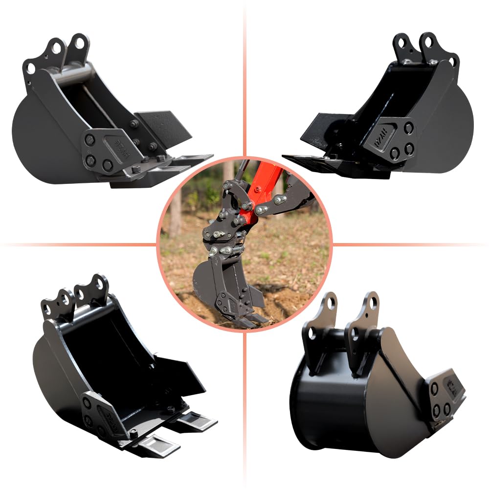 200mm Narrow - Tooth Bucket Attachment for Mini Excavators - Ideal for Ditching, Small Excavation Projects - USA Stock