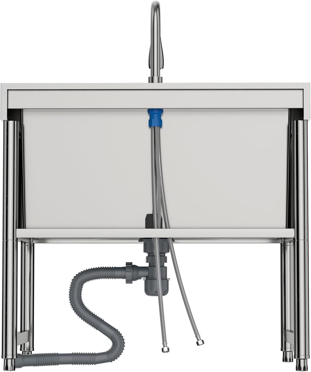 Stainless Steel Commercial Restaurant Sink, Freestanding Large Commercial Sink with Pull-out Faucet for Kitchen Dishwashing, Thawing, Pet Cleaning, Laundry Room, 35 Gallon, 23.6"D x 33.5"W x 36.8"H