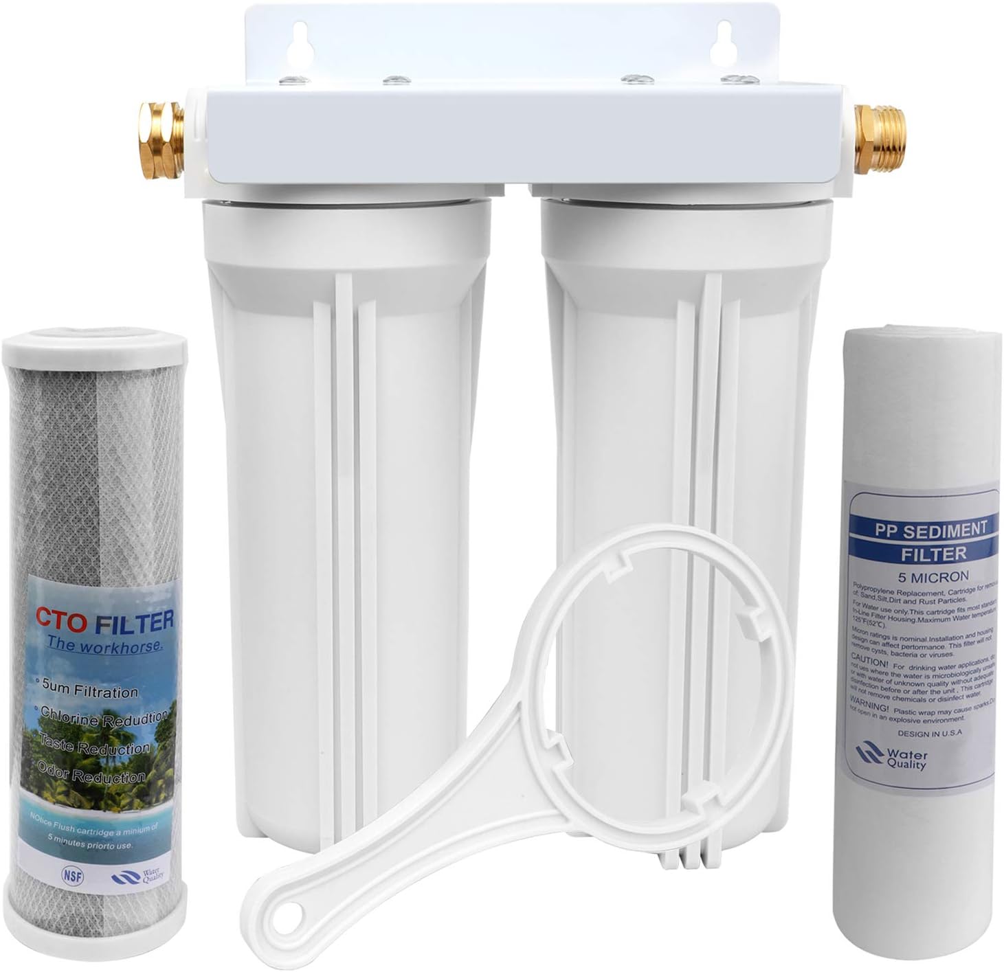 External RV Dual Water Filter System for RVs Boats Motor Homes Marines,Included Two Fliters and Mounting Bracket