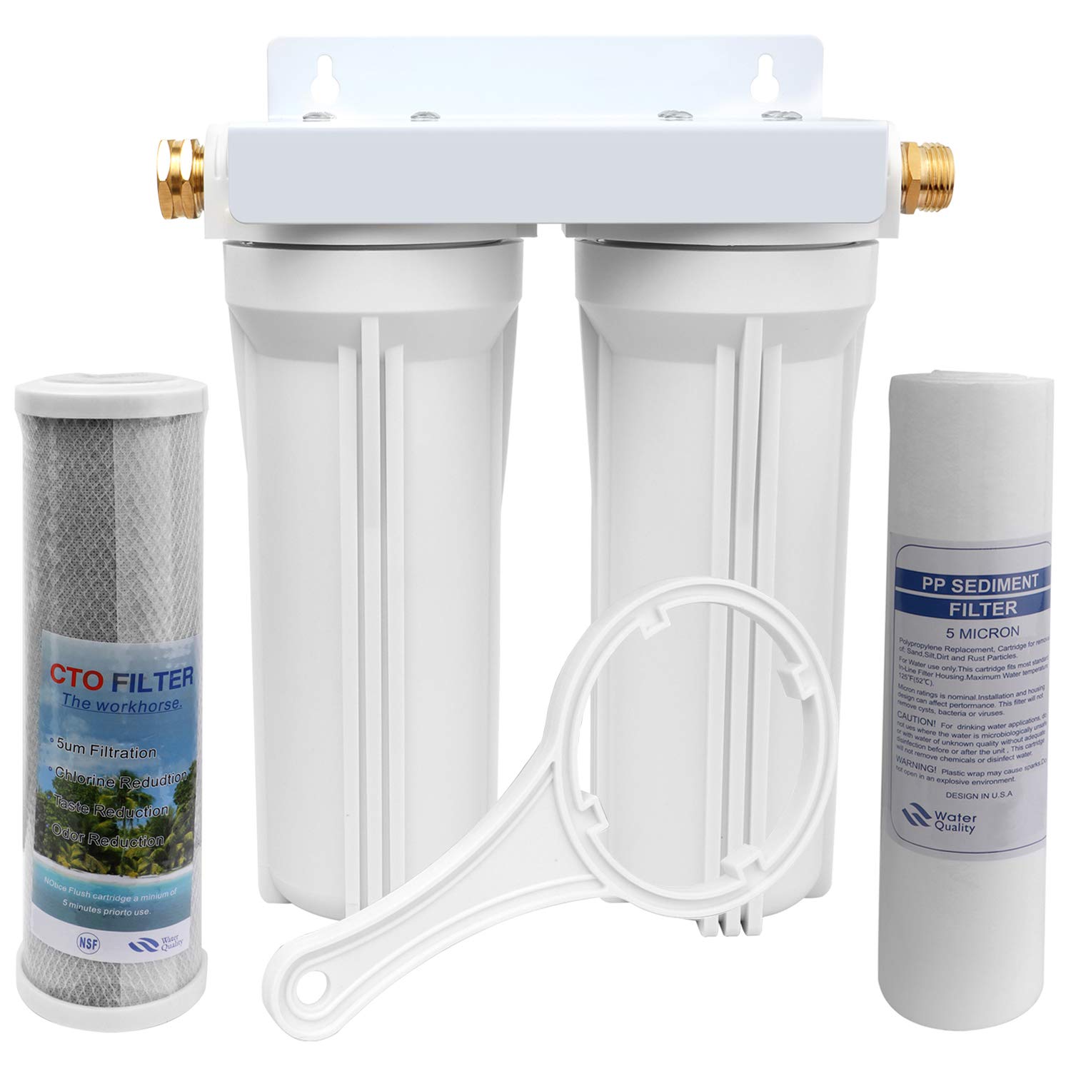 External RV Dual Water Filter System for RVs Boats Motor Homes Marines,Included Two Fliters and Mounting Bracket