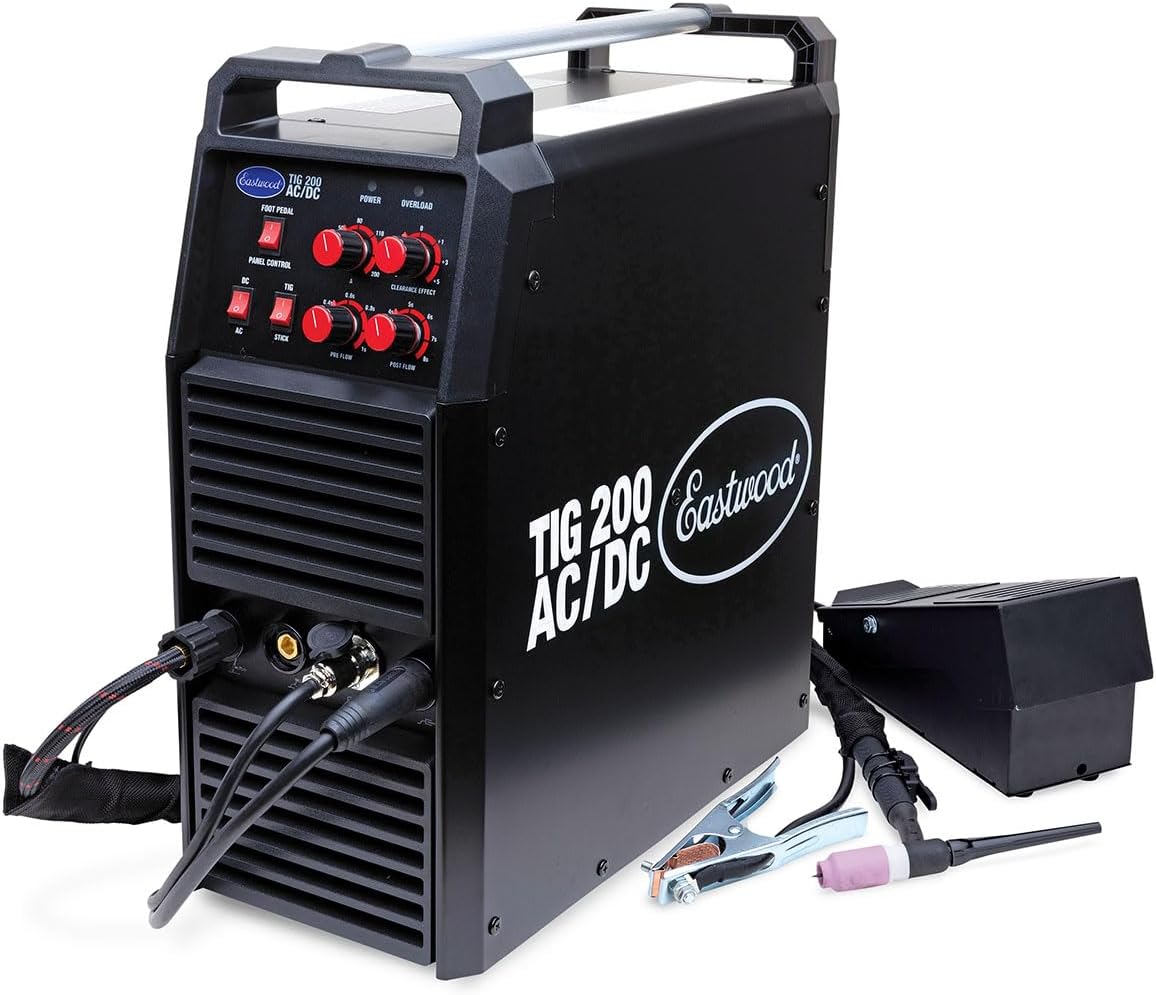 Eastwood 200 Amp AC/DC TIG Welder for Welding Steel Aluminum and Cart