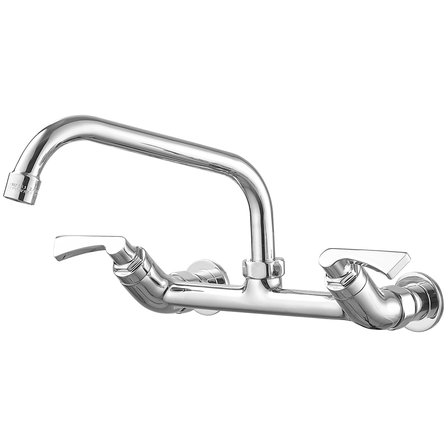 Kitchen Faucet Wall Mount Commercial Sink Faucet Kitchen Utility Laundry 8“ Swivel Spout 2 Dual Handle Restaurant Chrome Mixer Tap