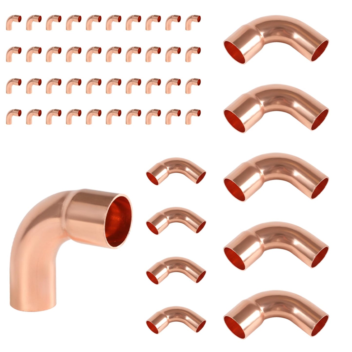 50-Pack EFIELD 1-1/2" FTG x 1-1/2" Copper Long Radius 90° Street Elbow Copper Fitting,(COPPER142-50PCS)