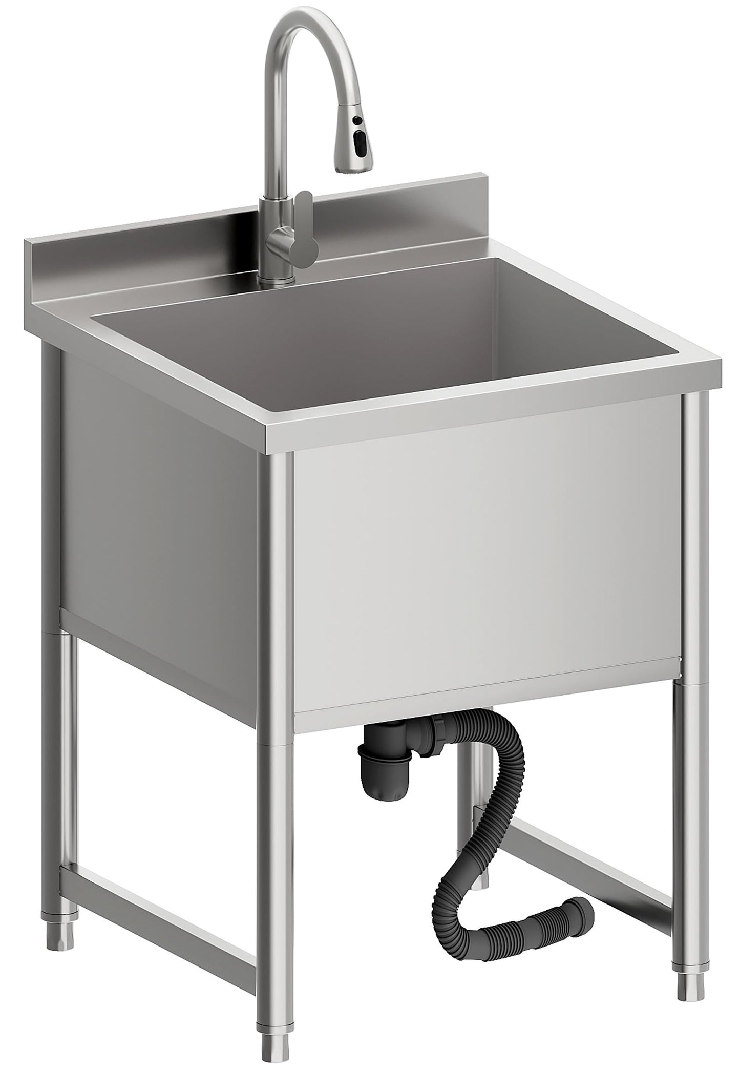 Stainless Steel Commercial Restaurant Sink, Freestanding Large Commercial Sink with Pull-out Faucet for Kitchen Dishwashing, Thawing, Pet Cleaning, Laundry Room, 35 Gallon, 23.6"D x 33.5"W x 36.8"H