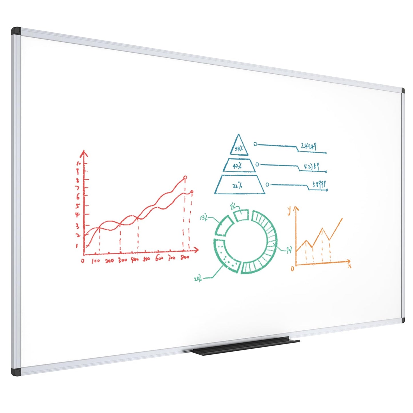 VIZ-PRO Dry Erase Board/Magnetic Whiteboard, 72 x 48 Inches, Large Wall Mounted Board for School Office and Home 6' x 4'