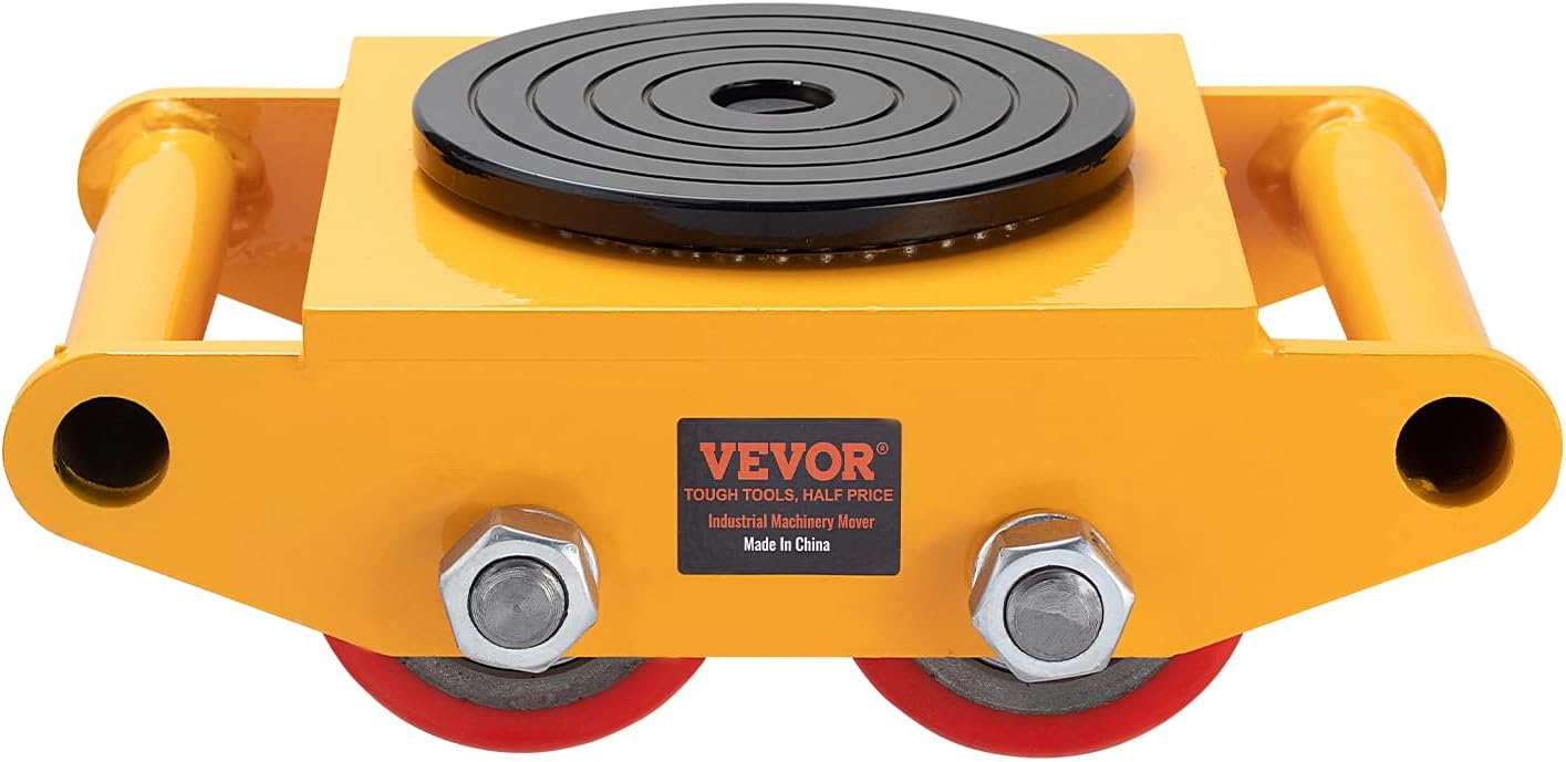 VEVOR 4PCS Machinery Skates Dollies, 17,637 lb Heavy Duty Equipment Moving Skates with 4 PU Wheels, 360° Rotation Non-Slip Cap, Low-Profile Industrial Mover Rollers for Factory, Warehouse, Workshop