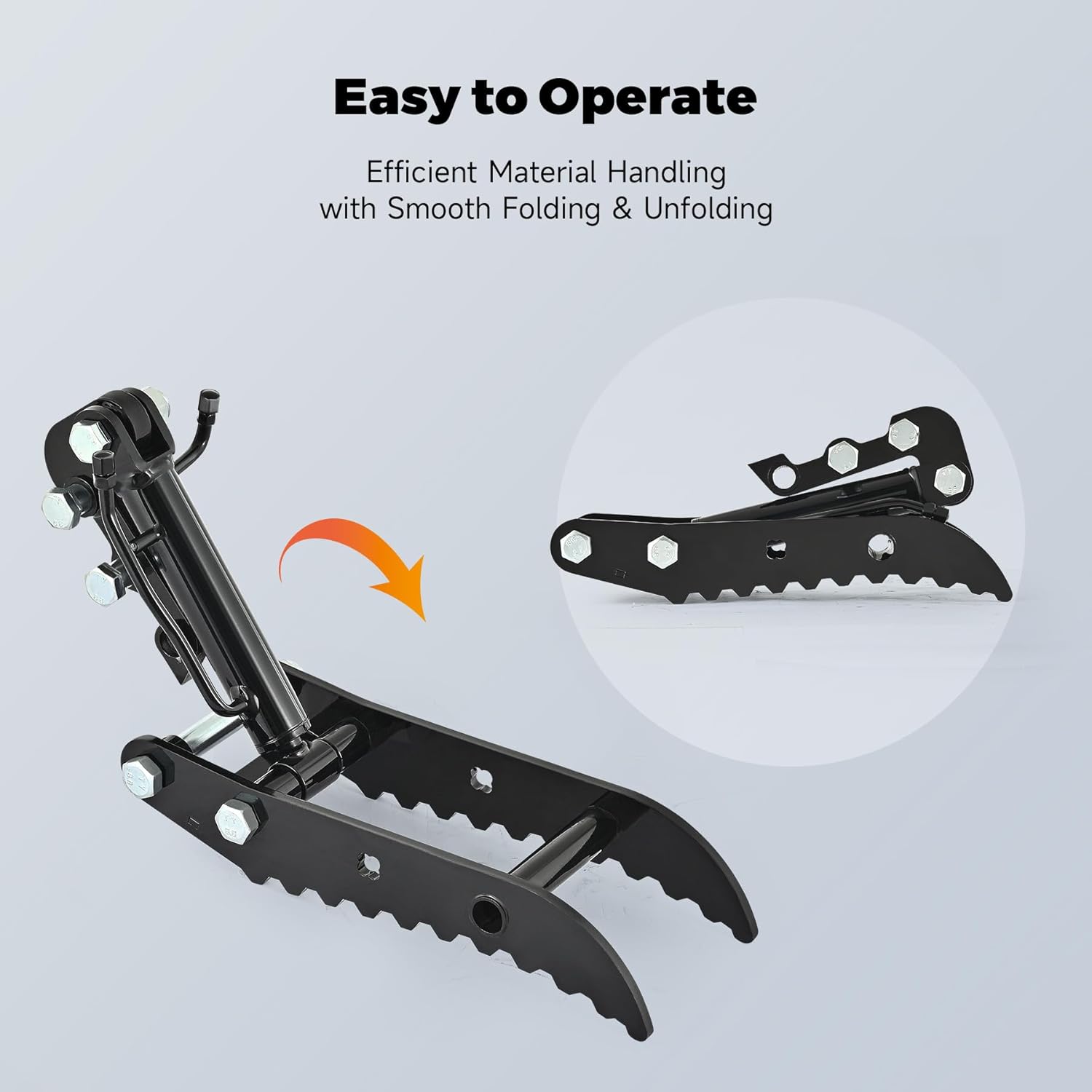 AHM 3-Hole Hydraulic Thumb Clip Attachment, Excavator Thumb Clip with 2 Hydraulic Hoses for Small Diggers up to 2 Tons, Excavator Attachment for Picking up Logs, Rocks and Debris