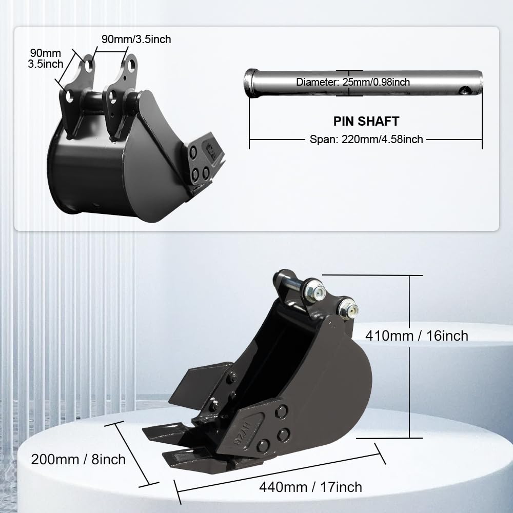 200mm Narrow - Tooth Bucket Attachment for Mini Excavators - Ideal for Ditching, Small Excavation Projects - USA Stock