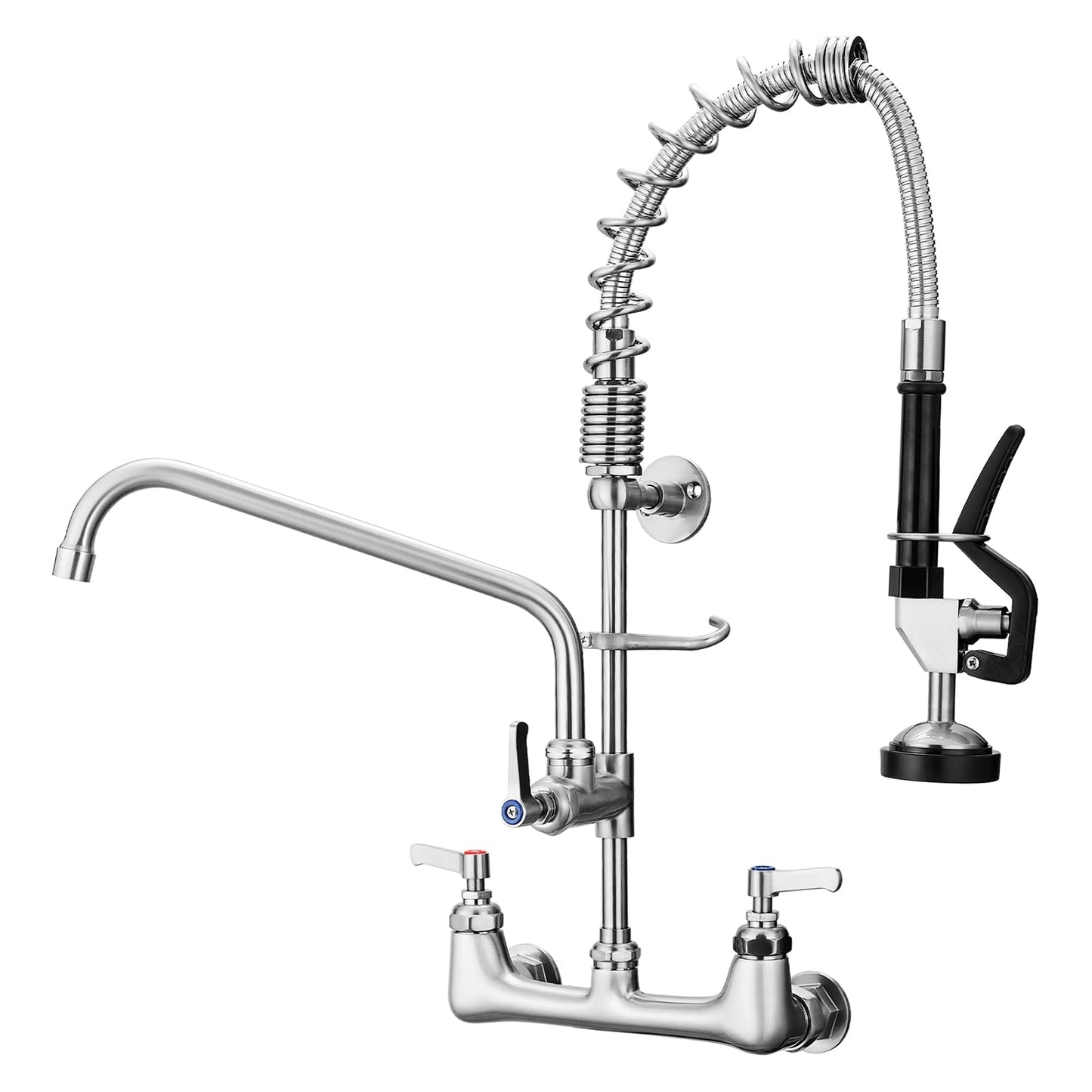Kitchen Faucet Wall Mount Commercial Sink Faucet Kitchen Utility Laundry 8“ Swivel Spout 2 Dual Handle Restaurant Chrome Mixer Tap