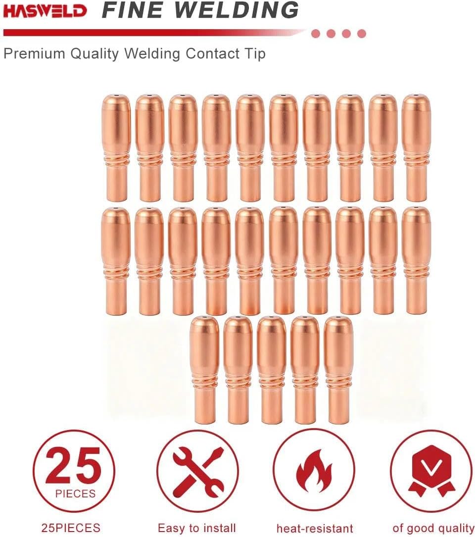 25pcs .035(0.9mm) Contact Tip For Bernard Acculock-S T-A035CH Used With New Miller MDX-250 Gun D-MA250 Gas Diffuser