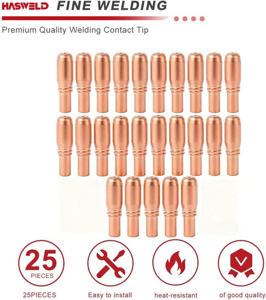 25pcs .035(0.9mm) Contact Tip For Bernard Acculock-S T-A035CH Used With New Miller MDX-250 Gun D-MA250 Gas Diffuser